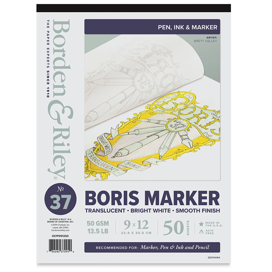 Open in modal - Borden & Riley Boris Marker Paper Pad - 9" x 12", front cover