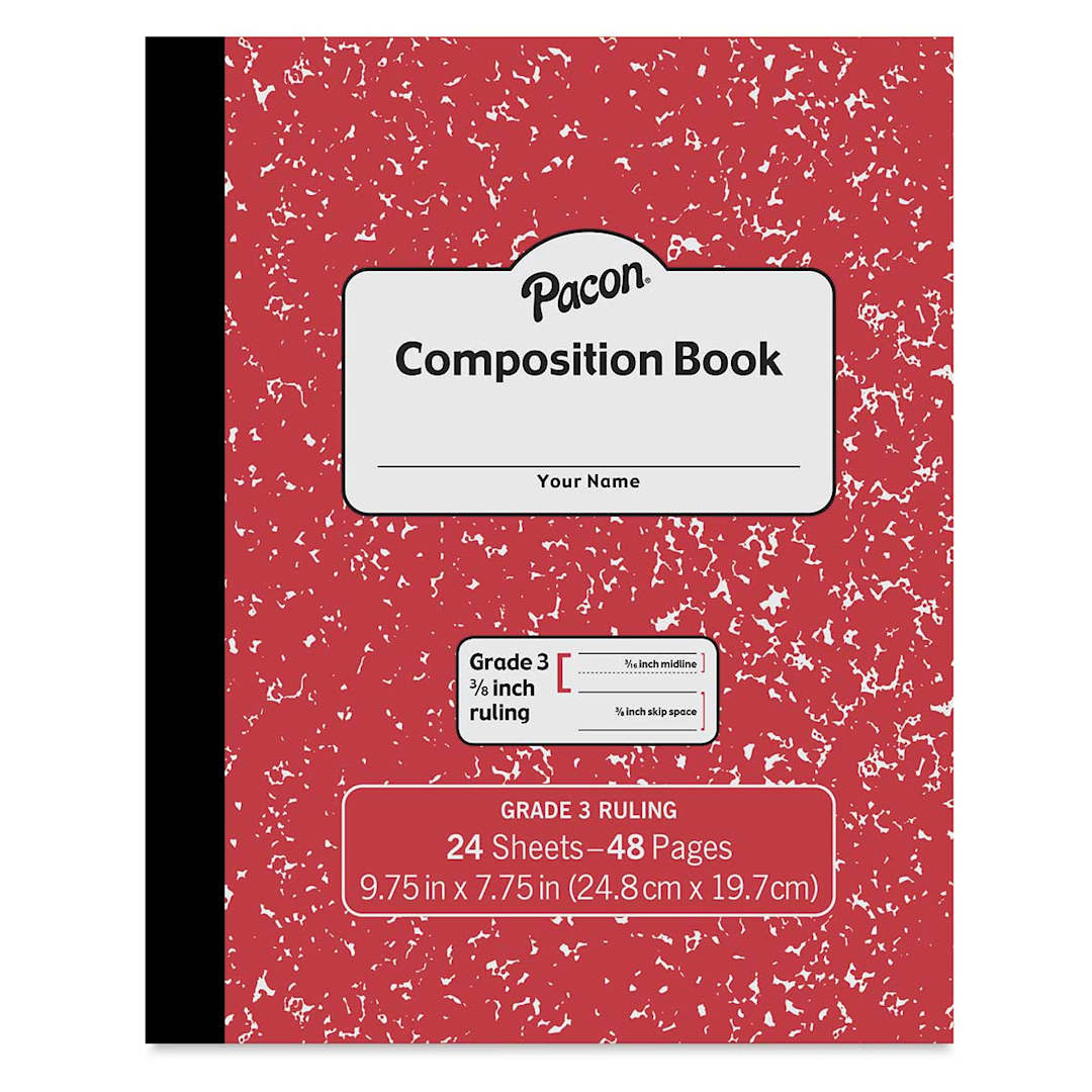 Open in modal - Pacon Primary Composition Notebooks - Front of Red Grade 3 Notebook