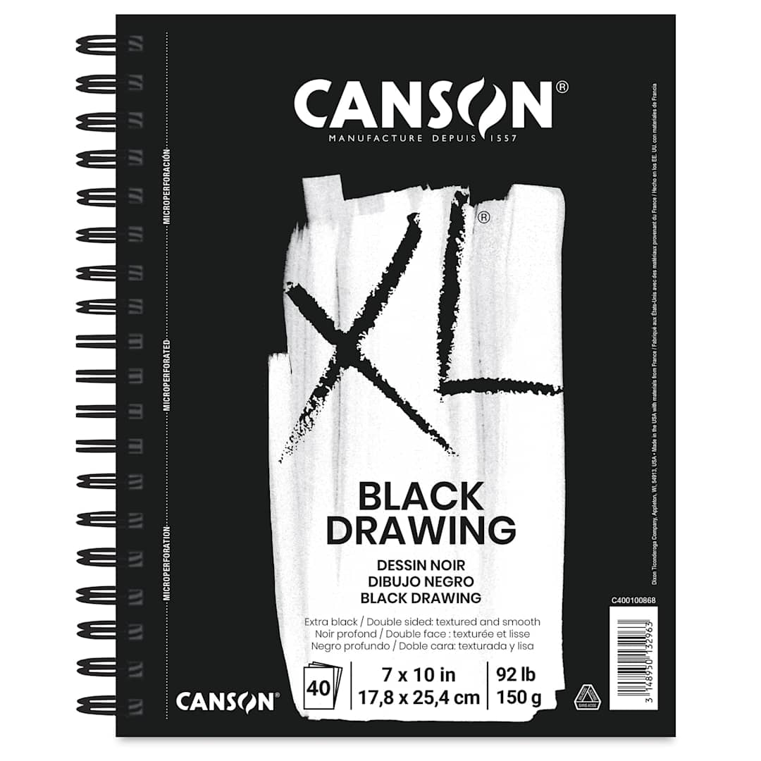 Open in modal - Canson XL Black Drawing Pad - 10" x 7", wire bound