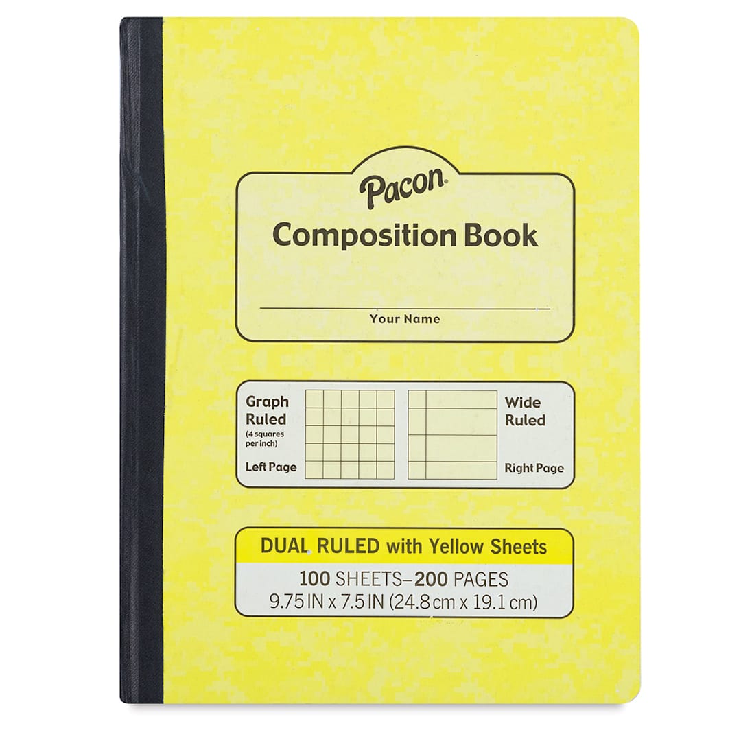 Open in modal - Pacon Dual Ruled Composition Book -  9-3/4" x 7-1/2", Yellow