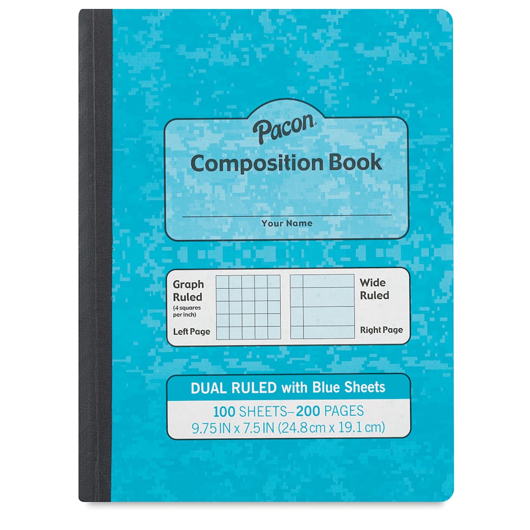 Open in modal - Pacon Dual Ruled Composition Books - Front cover of Blue toned book