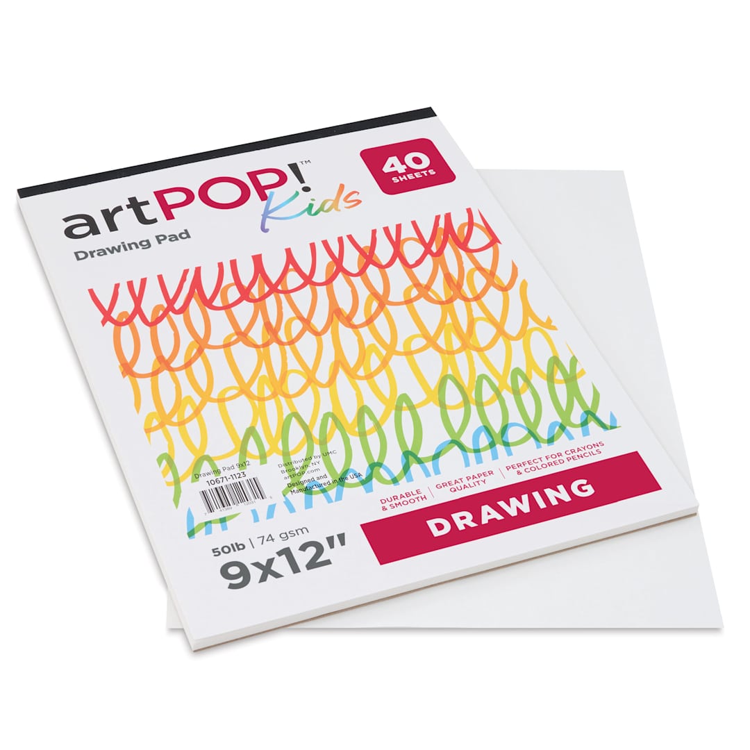 Open in modal - artPOP! Kids Drawing Pad - 9" x 12" (pad laying on top of a single sheet)