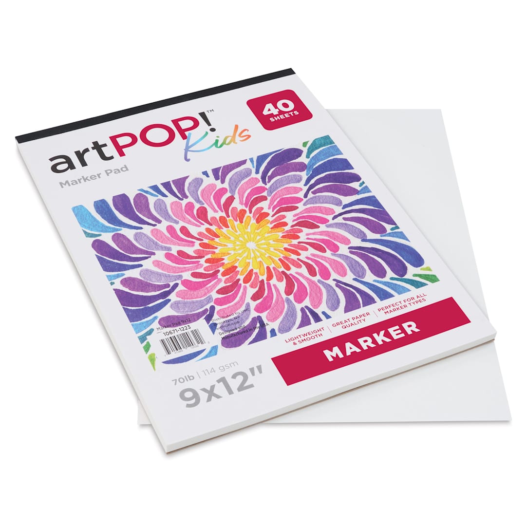 Open in modal - artPOP! Kids Marker Pad - 9" x 12", 40 Sheets (Pad with a sheet removed below it)