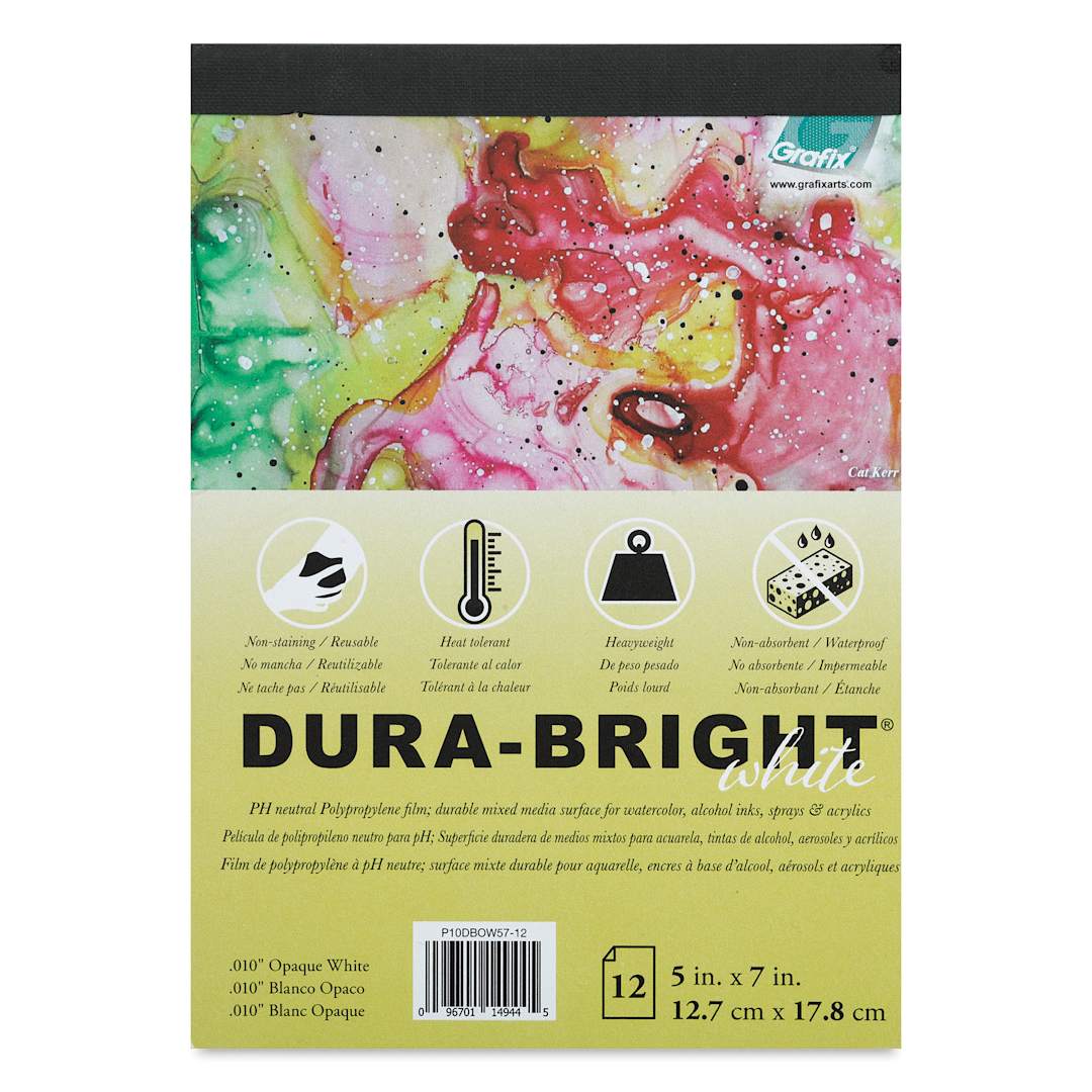 Open in modal - Grafix Dura-Bright Pad - 5" x 7", White  (front of pad)