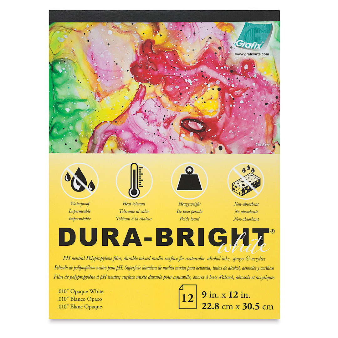 Open in modal - Grafix Dura-Bright Pad - 9" x 12", White - Front of pad