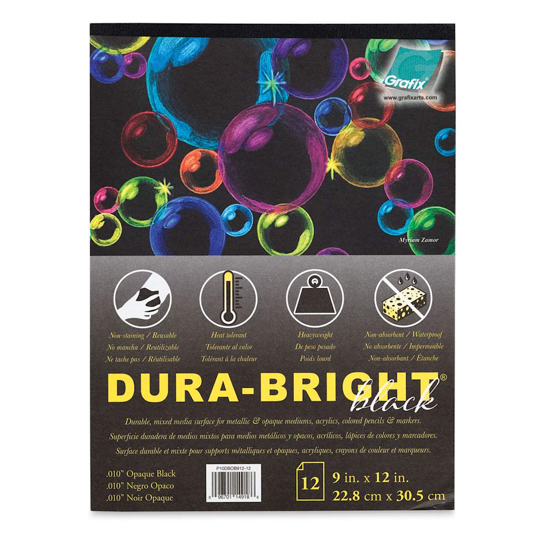 Open in modal - Grafix Dura-Bright Pad - 9" x 12", Black - Front cover of Pad