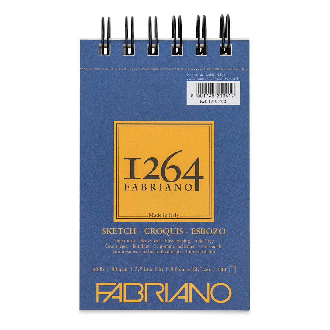 Open in modal - Fabriano 1264 Sketch Pad, 3-1/2" x 5", Spiral, 100 Sheets, Portrait