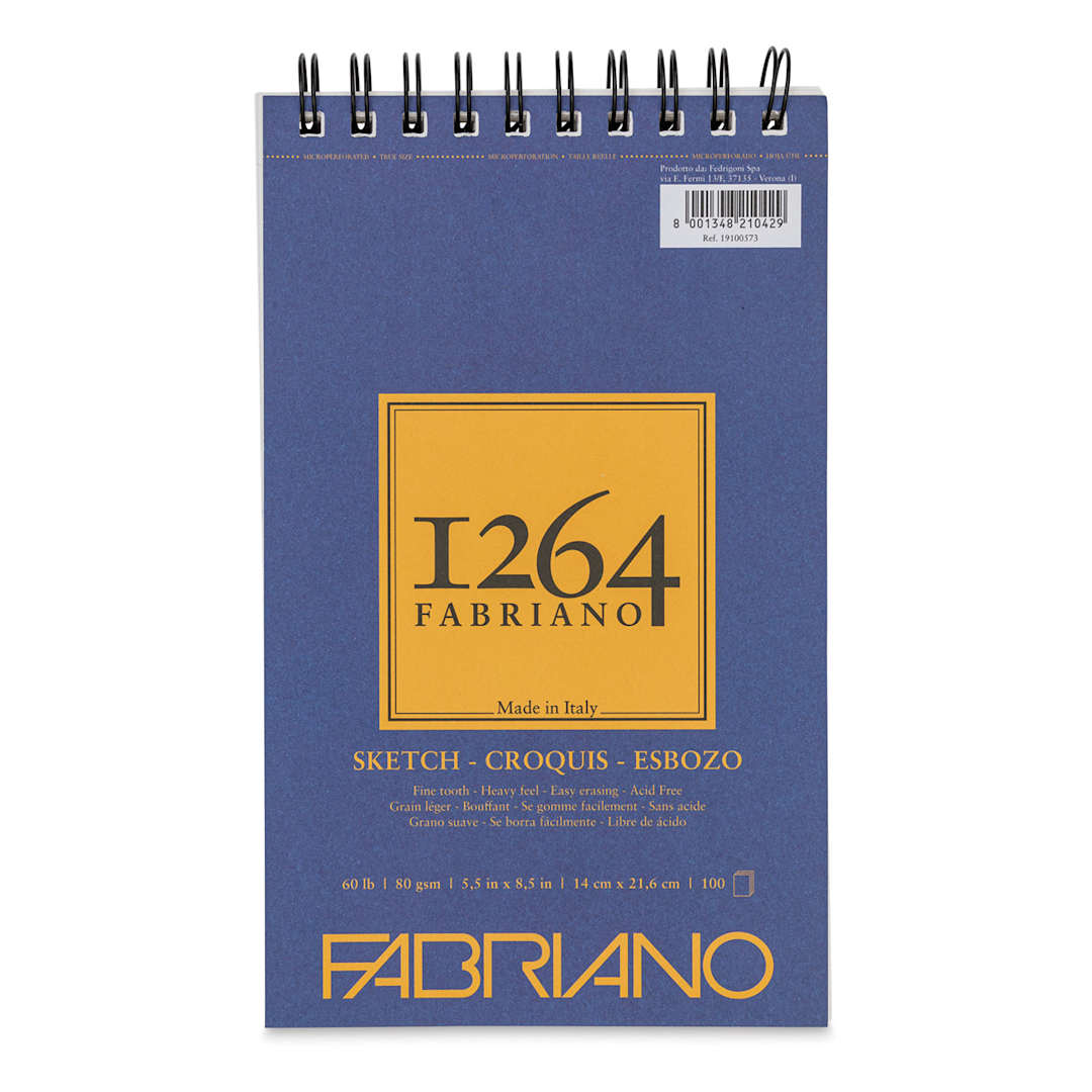 Open in modal - Fabriano 1264 Sketch Pad, 5-1/2" x 8-1/2", Spiral, 100 Sheets, Portrait