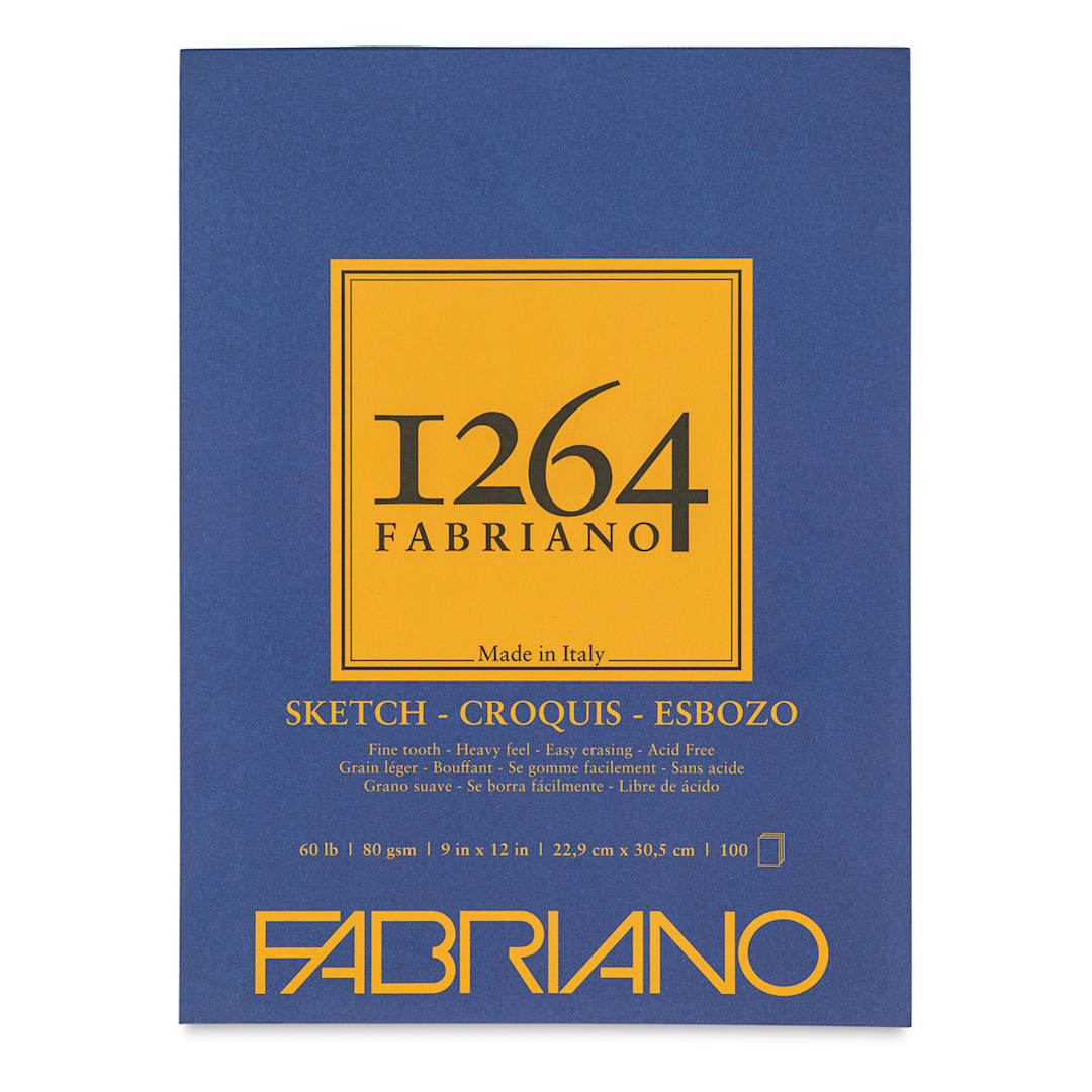 Open in modal - Fabriano 1264 Sketch Pad, 9" x 12", Glue Bound, 100 Sheets, Portrait