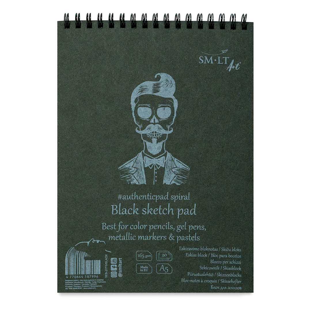 Open in modal - SMLT Art Black Wirebound Sketch Pad - 5-7/8" x 8-1/4", 20 Sheets