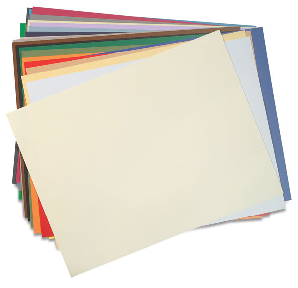 Open in modal - Fabriano Tiziano Paper - Stack of various available color sheets shown
