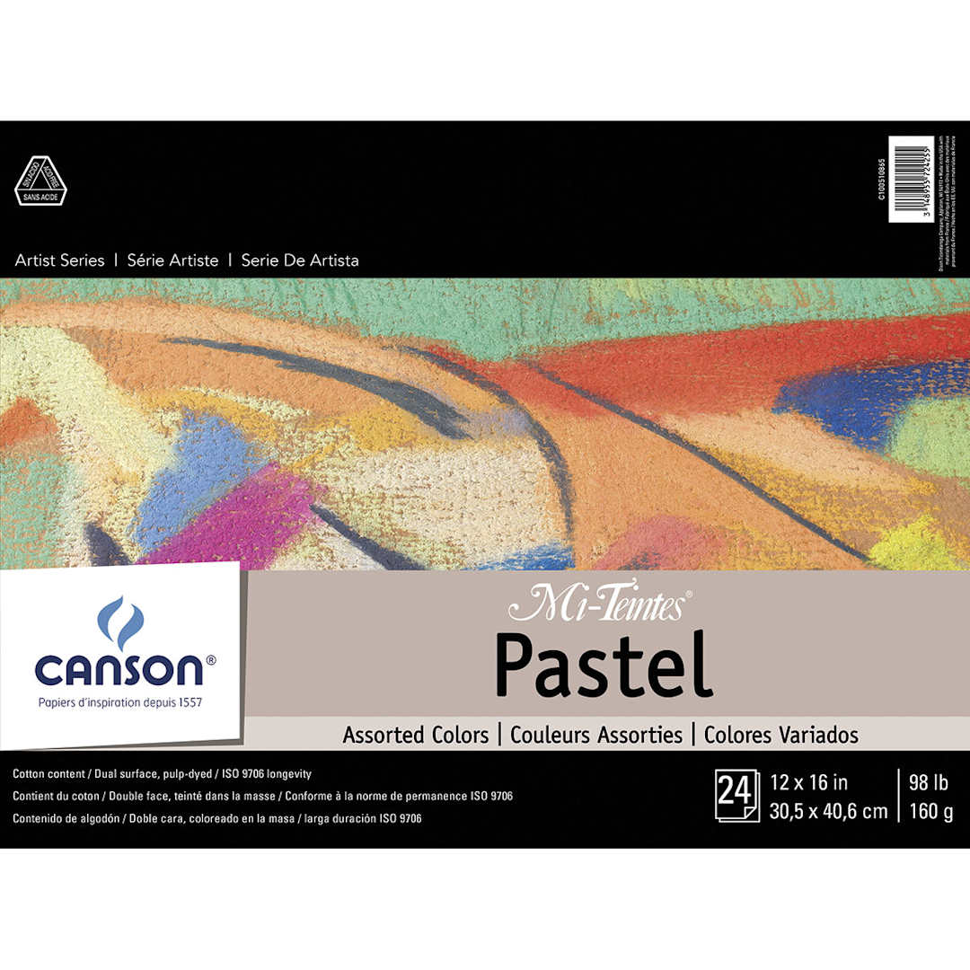 Open in modal - Canson Mi Teintes Drawing Papers - 12" x 16", Assorted, Pad, 24 Sheets