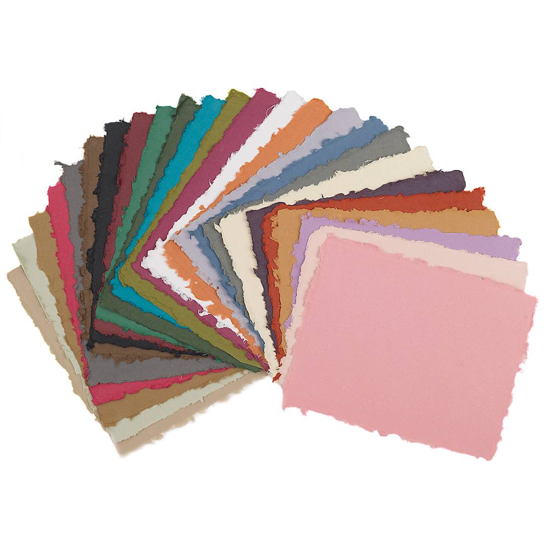 Open in modal - Shizen Pastel Paper - Contents of 25 pc package shown fanned to show assorted colors