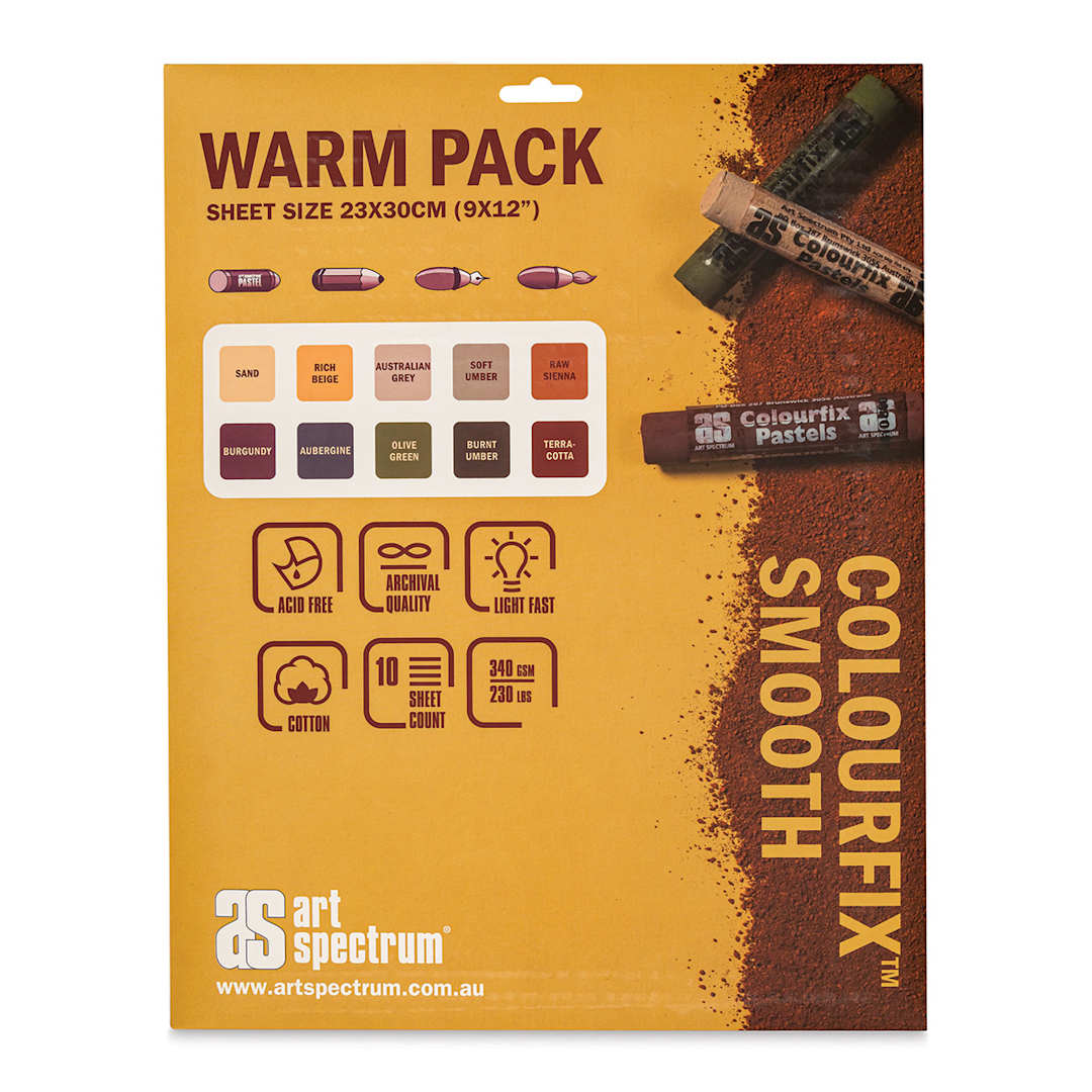 Open in modal - Art Spectrum Colourfix Smooth Pastel Paper - Warm Tones, 9" x 12", Pkg of 10 Sheets