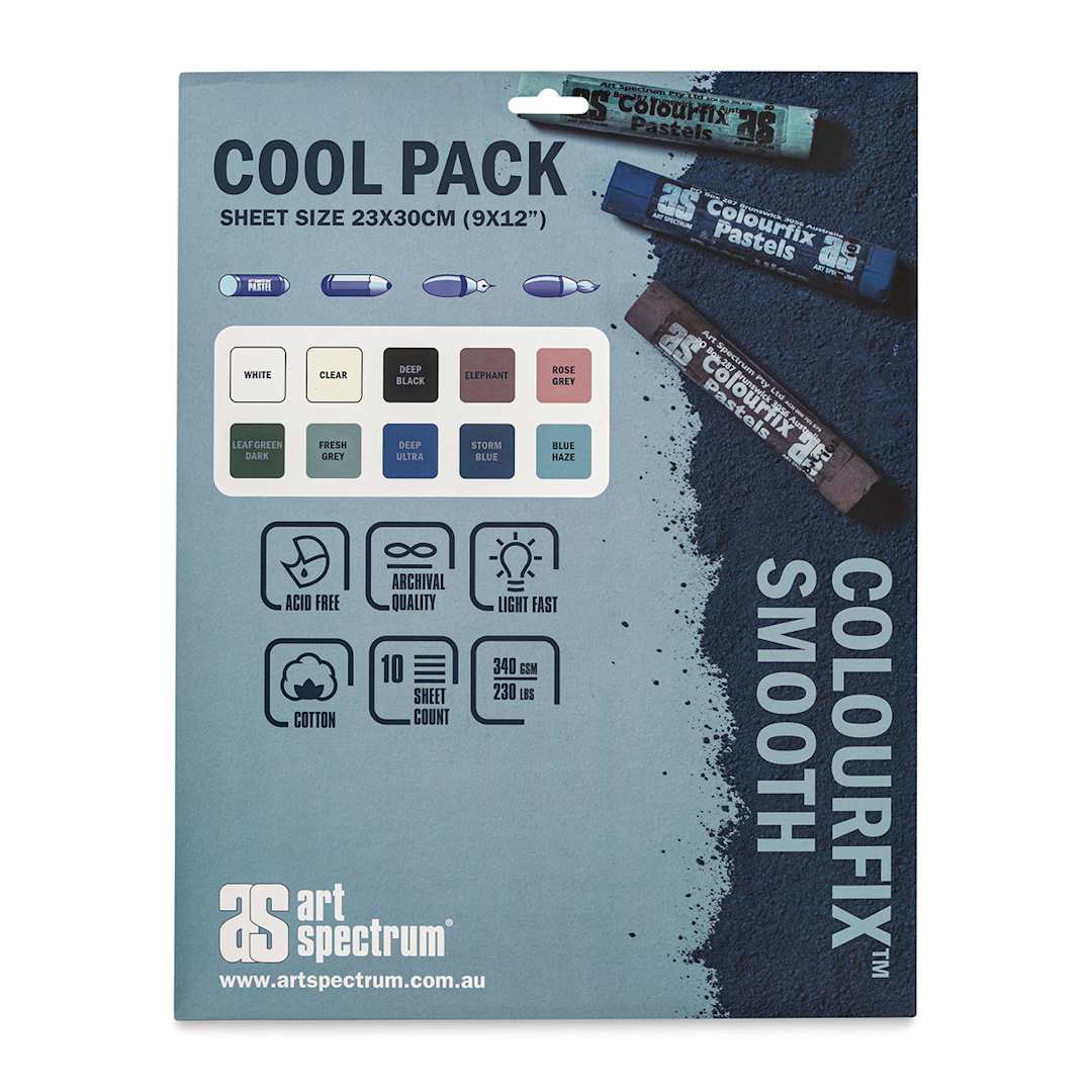 Open in modal - Art Spectrum Colourfix Smooth Pastel Paper - Cool Tones, 9" x 12", Pkg of 10 Sheets