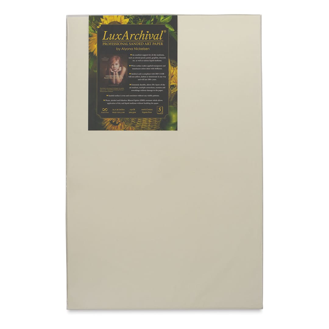 Open in modal - Brush and Pencil LuxArchival Professional Sanded Art Paper - Front view of 24" x 36" Pkg of 5 sheets