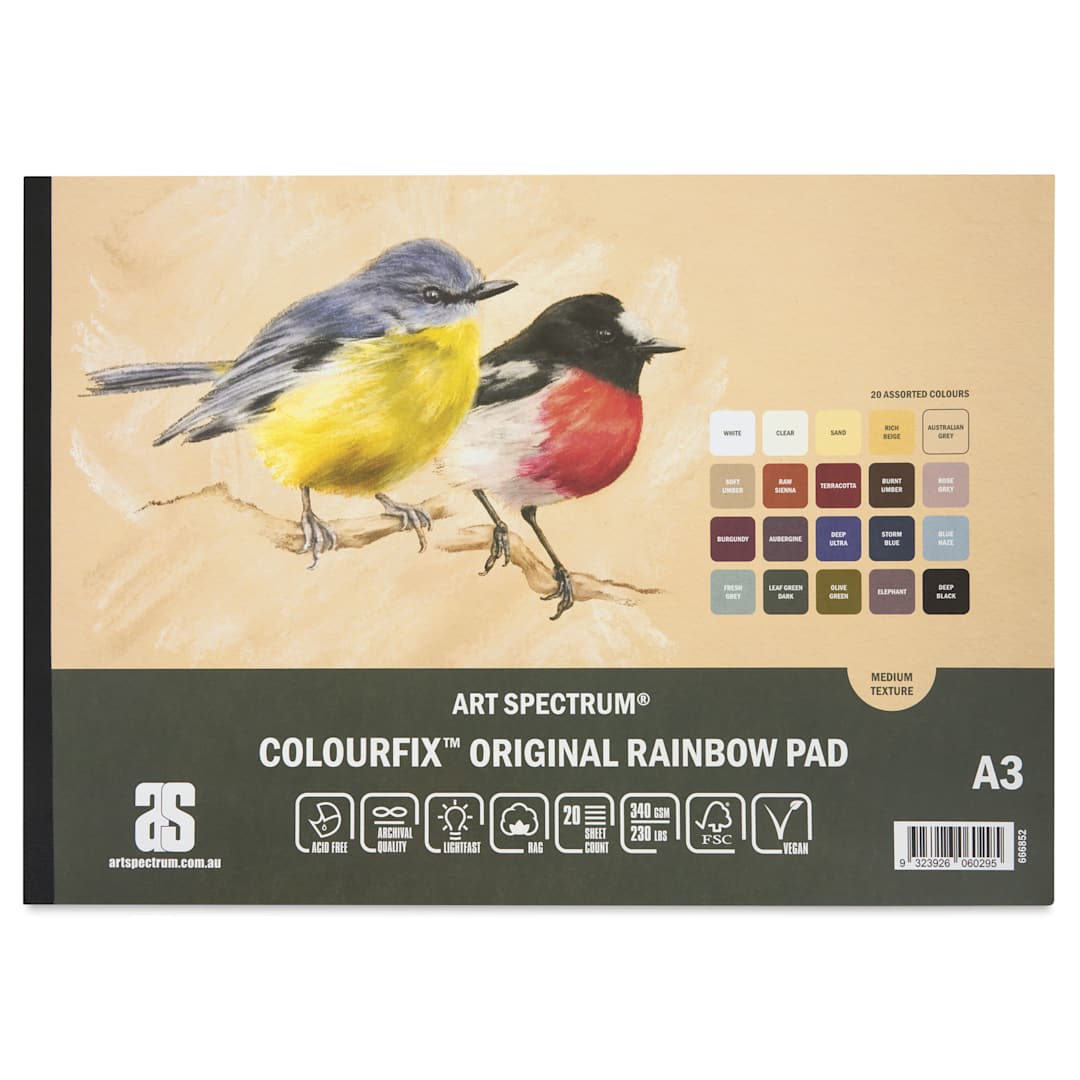 Open in modal - Art Spectrum Colourfix Pastel Pad - Pkg of 20 Sheets, Rainbow, A3