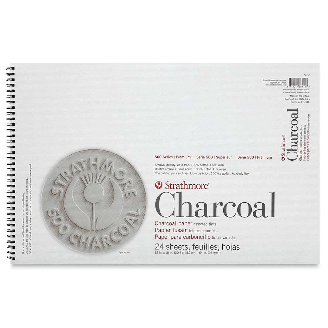 Open in modal - Strathmore 500 Series Charcoal Pad - 12'' x 18'', Assorted Tints, 24 Sheets