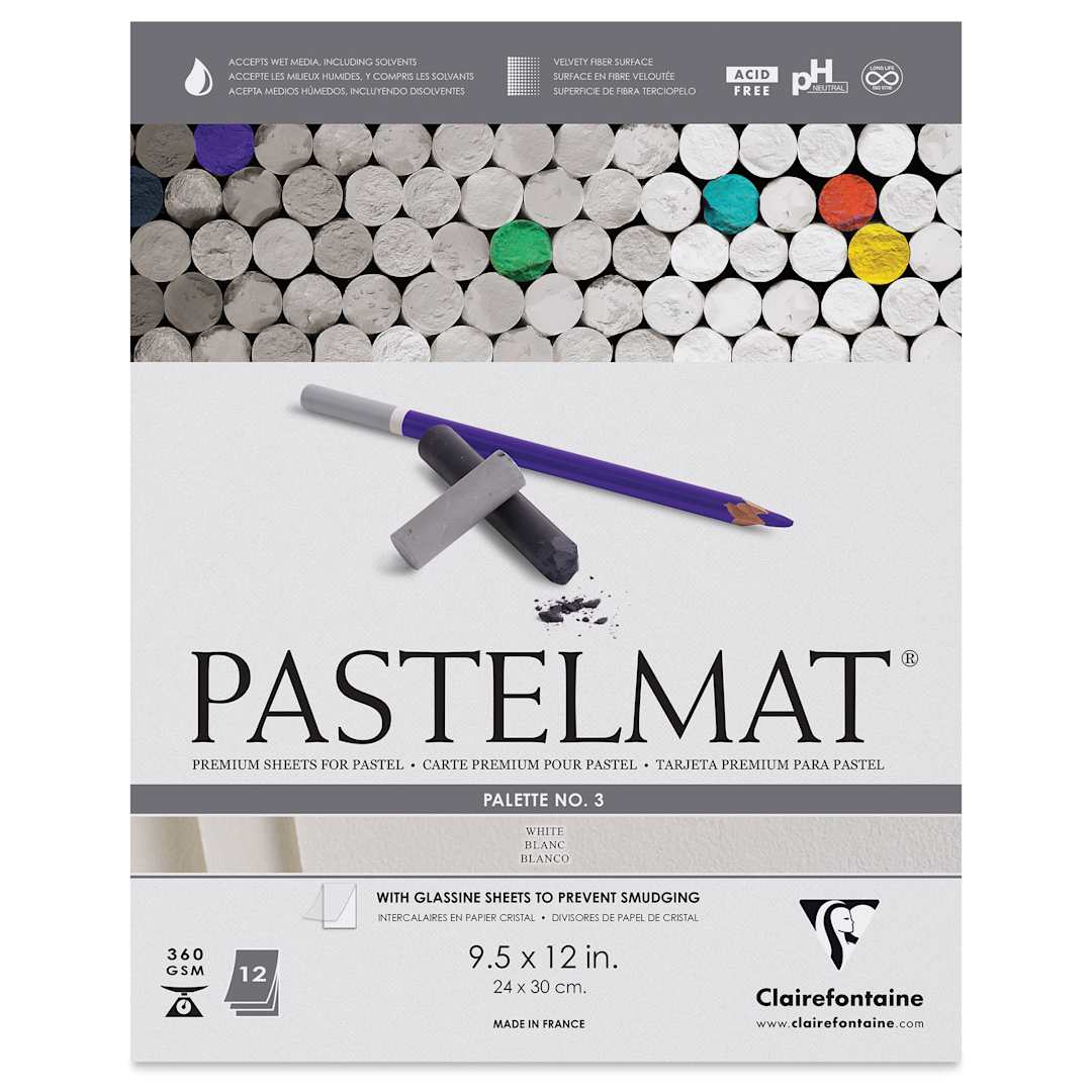 Open in modal - Clairefontaine Pastelmat Pad - 9-1/2" x 12", White, 12 Sheets