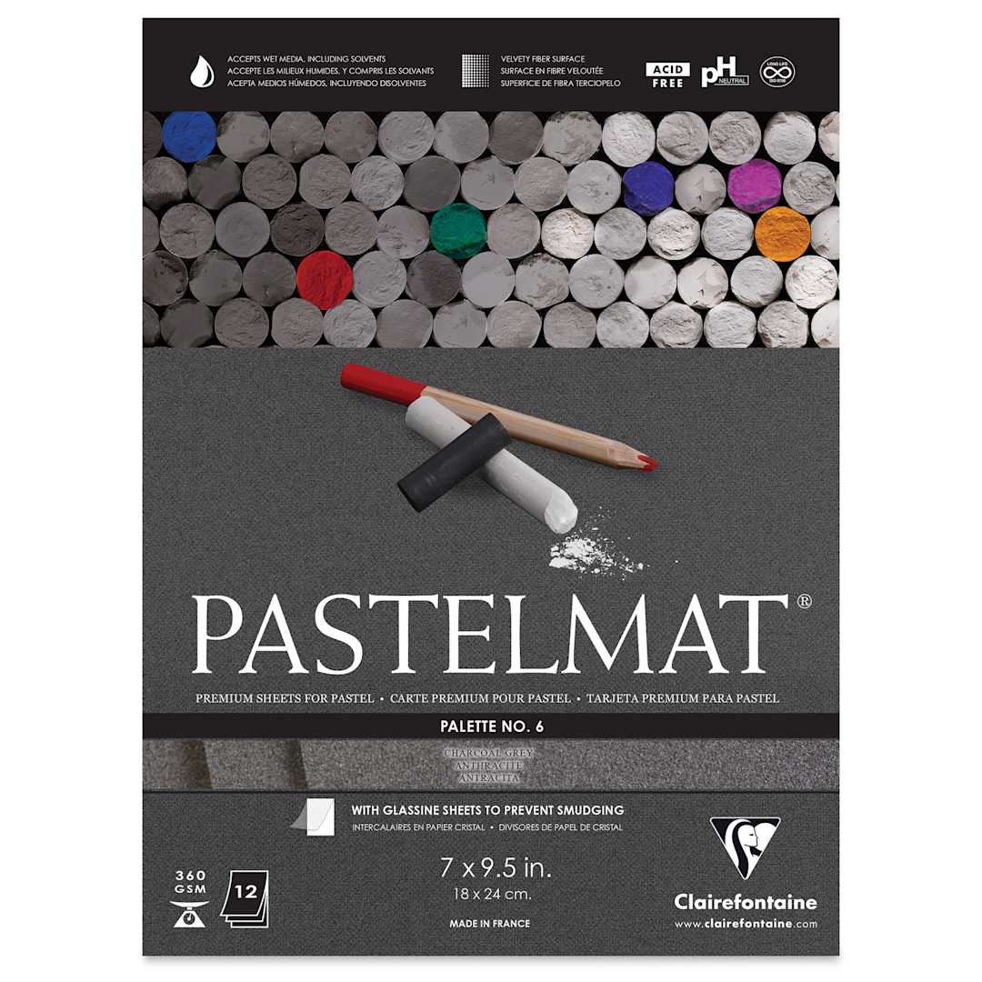 Open in modal - Clairefontaine Pastelmat Pad - 7" x 9-1/2", Charcoal Grey, 12 Sheets