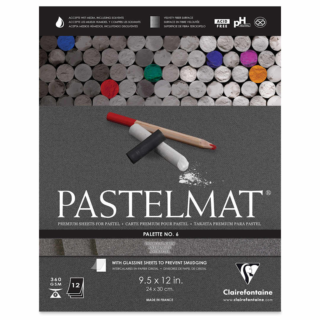 Open in modal - Clairefontaine Pastelmat Pad - 9-1/2" x 12", Charcoal Grey, 12 Sheets