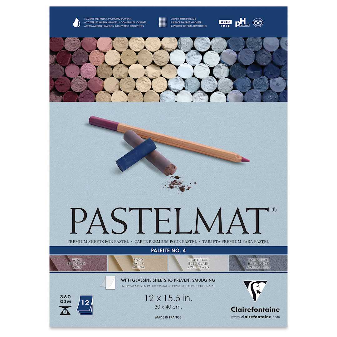 Open in modal - Clairefontaine Pastelmat Pad - Palette No. 4, 12 Sheets - front of pad