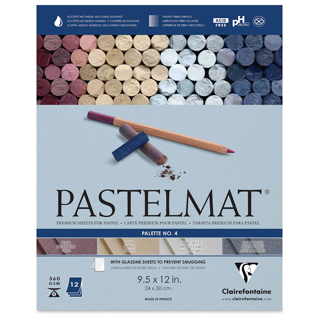 Open in modal - Clairefontaine Pastelmat Pad - 9-1/2" x 12", Palette No. 4, 12 Sheets - front of pad
