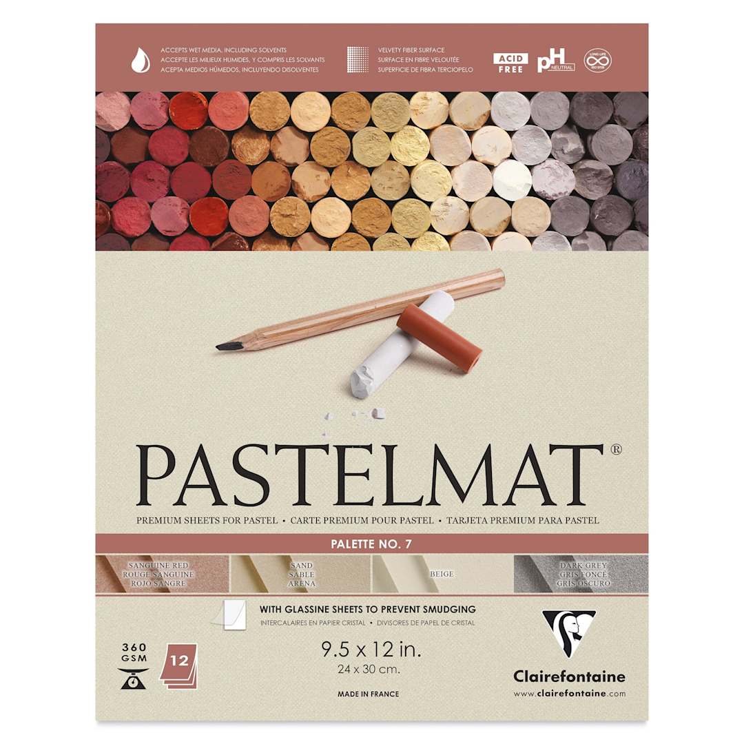 Open in modal - Clairefontaine Pastelmat Pad - 9-1/2" x 12", Palette No. 7, 12 Sheets - front of pad