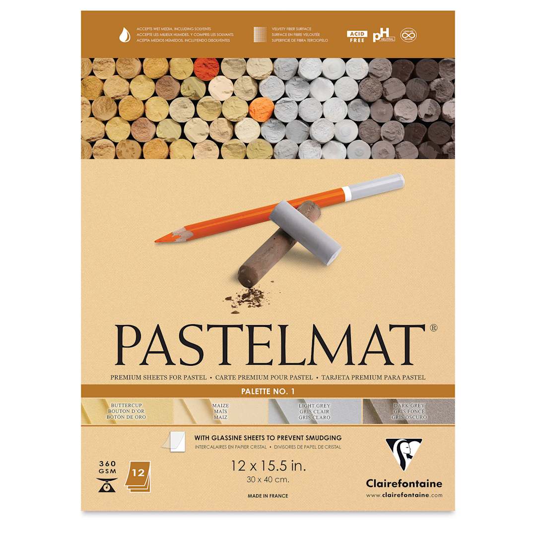 Open in modal - Clairefontaine Pastelmat Pad - 12" x 15-1/2", Assorted, Palette No. 1, 12 Sheets (front cover)