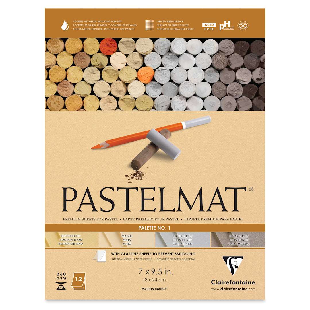 Open in modal - Clairefontaine Pastelmat Pad - 7" x 9-1/2", Assorted, Palette No. 1, 12 Sheets (front cover)