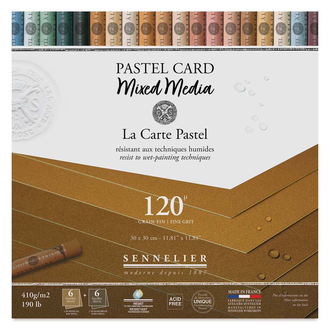 Open in modal - Sennelier La Carte Pastel Card Mixed Media Pad - Earth Tones, 12" x 12", front cover