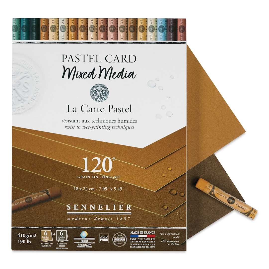 Open in modal - Sennelier La Carte Pastel Card Mixed Media Pad - Earth Tones, 7" x 9-1/2", single sheets shown