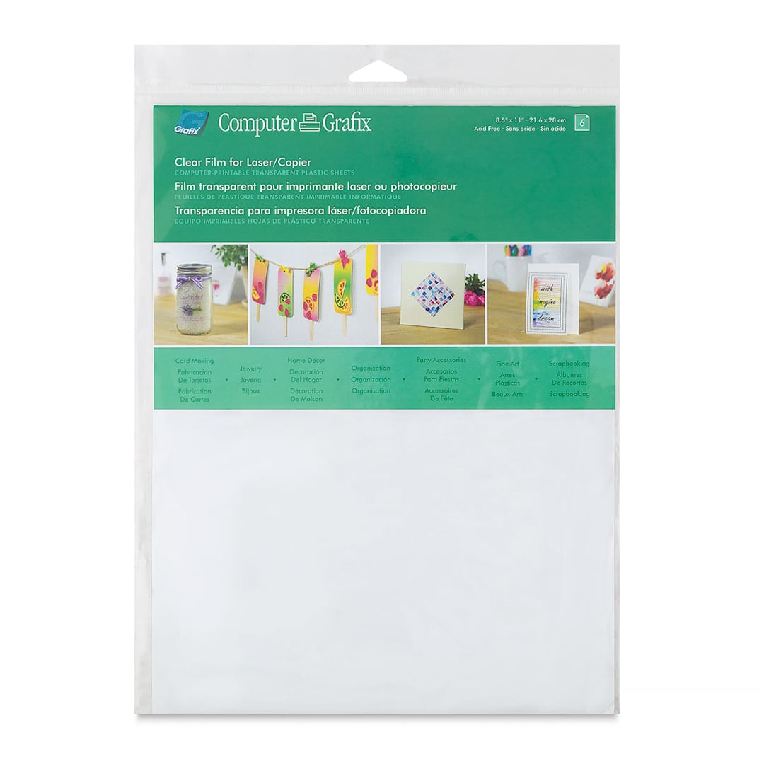 Open in modal - Grafix Computer Film - 8-1/2" x 11", Clear,  Laser, Regular, Pkg of 6
