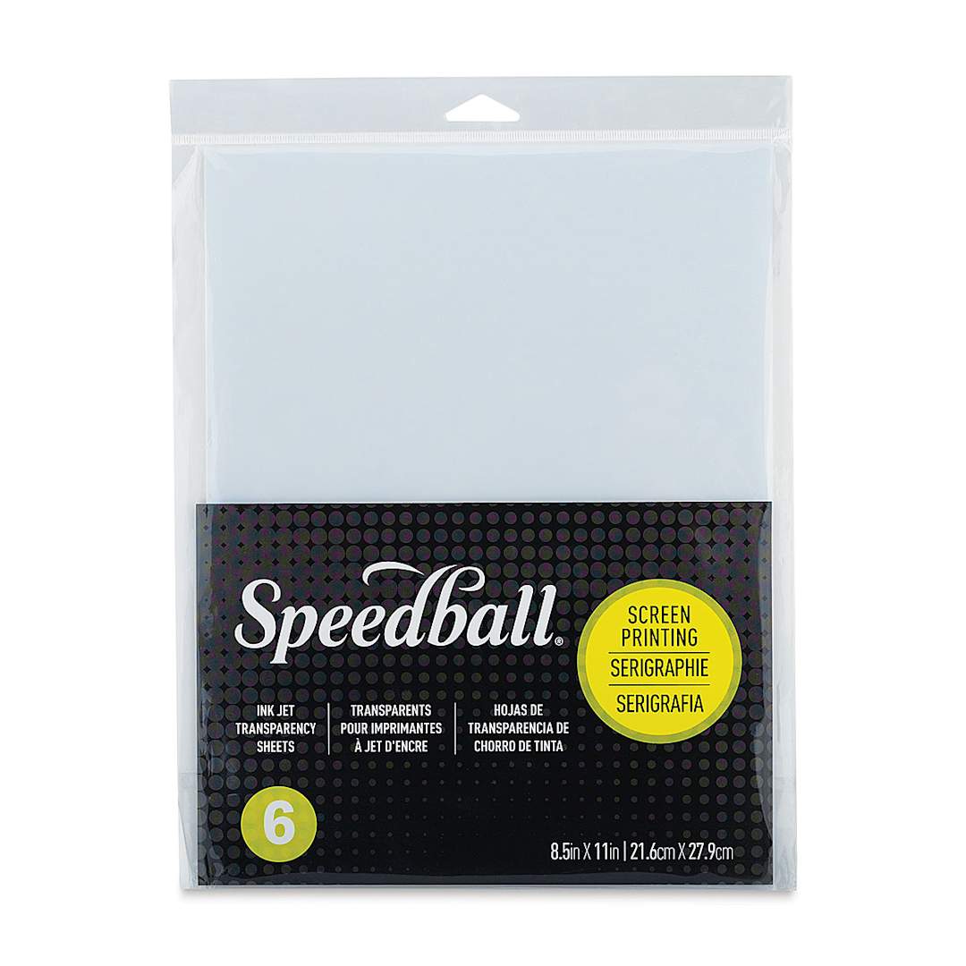 Open in modal - Speedball Screen Printing Ink Jet Transparency Sheets - Front of package of 6 sheets