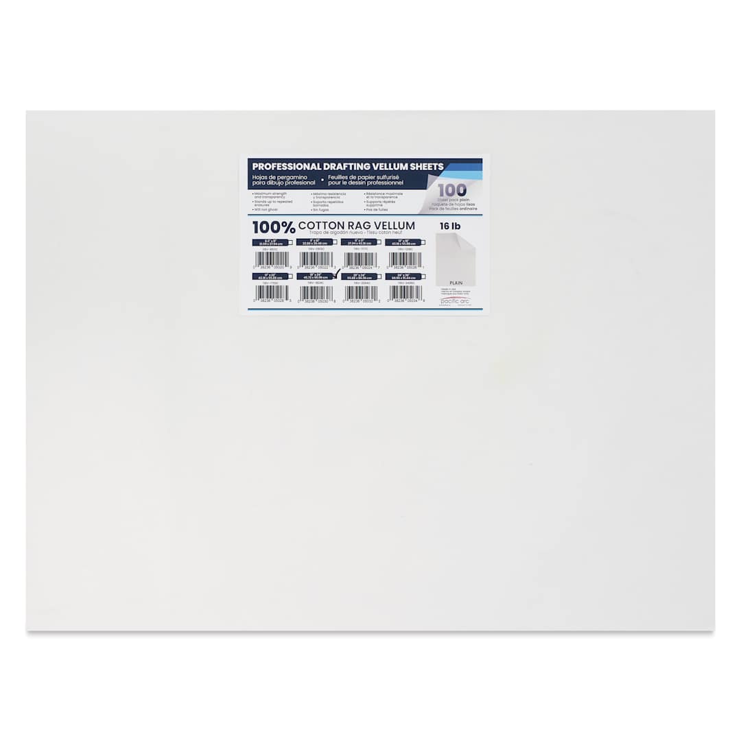Open in modal - Pacific Arc Drafting Vellum Sheet Pack - 18" x 24", Pkg of 100, packaging