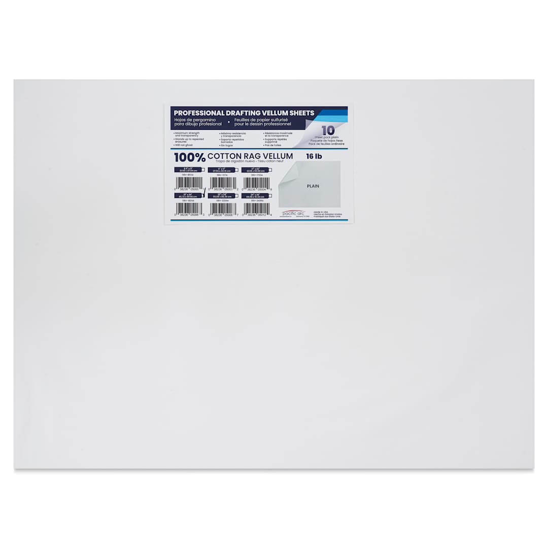 Open in modal - Pacific Arc Drafting Vellum Sheet Pack - 18" x 24", Pkg of 100, packaging