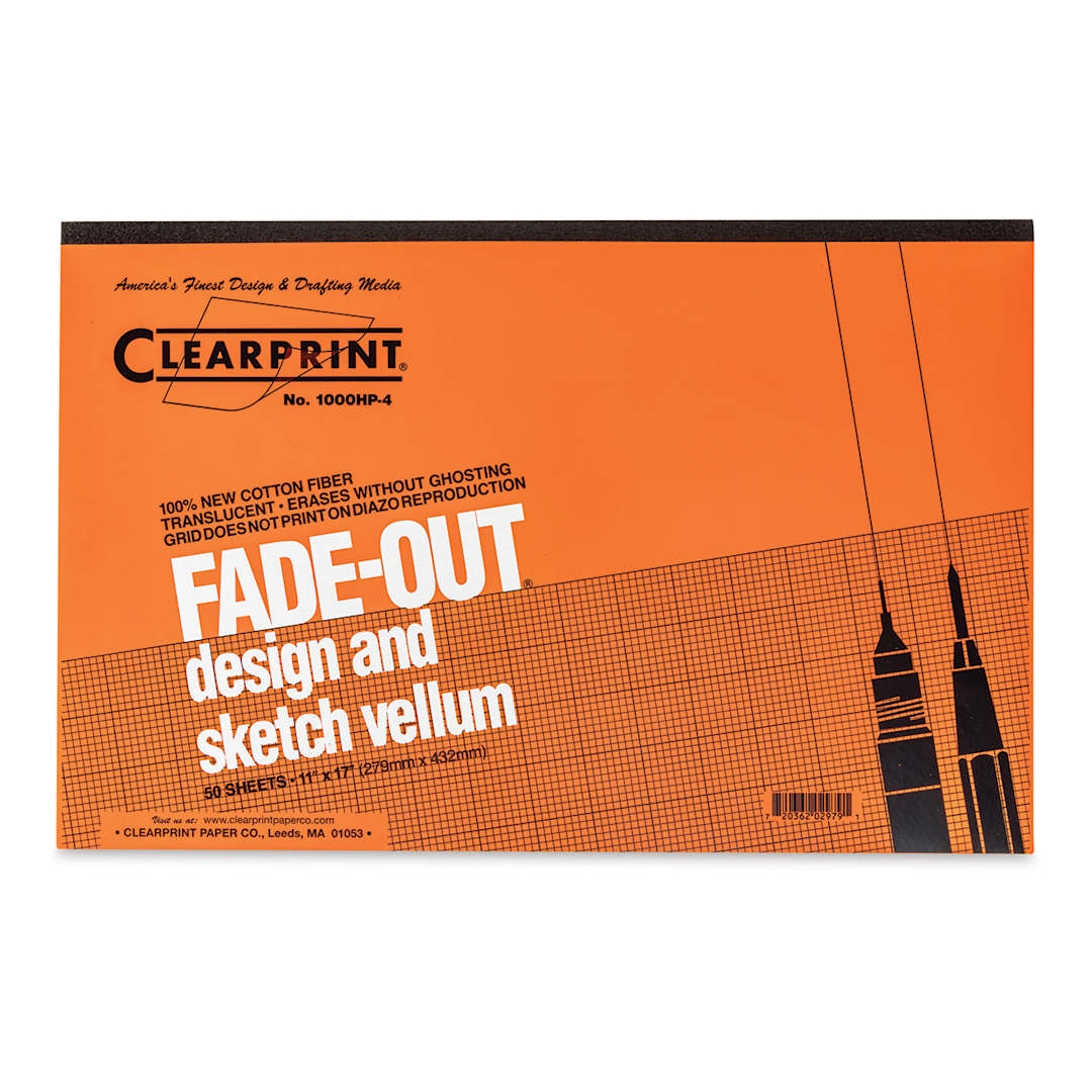 Open in modal - Clearprint Drafting and Design Fade-Out Vellum - 11" x 17", 4 x 4 Grid, 50 Sheets - front
