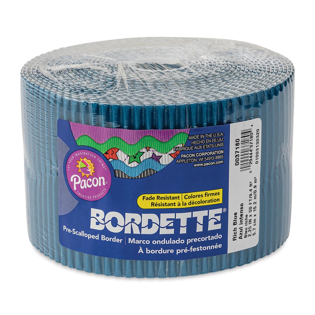 Open in modal - Bordette Scalloped Border - 2-1/4" x 50 ft, Rich Dark Blue, in packaging