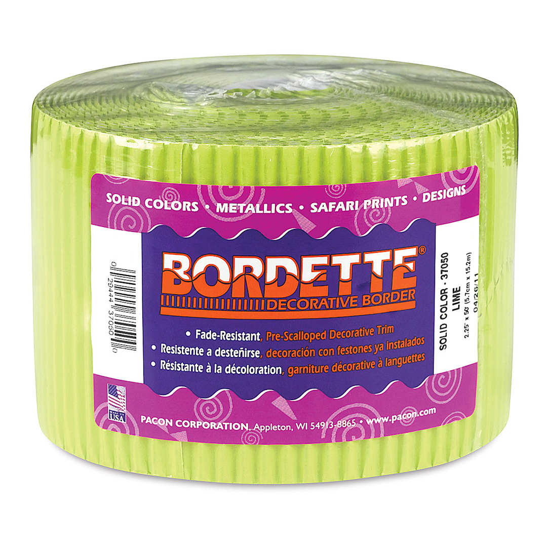 Open in modal - Bordette Scalloped Border - 2-1/4" x 50 ft, Lime Green