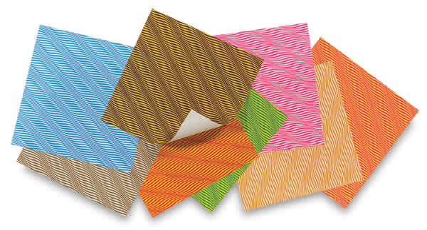 Open in modal - Origami Wave Paper Assortment - Several assorted color sheets showing pattern