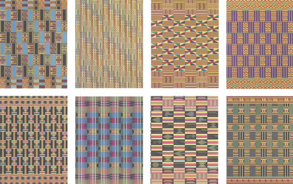 Open in modal - Roylco Decorative Papers - 8 African Textile patterns shown