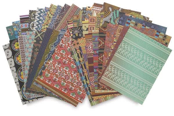 Open in modal - Roylco Decorative Paper Pack - 96 sheets of patterns from Around the World shown