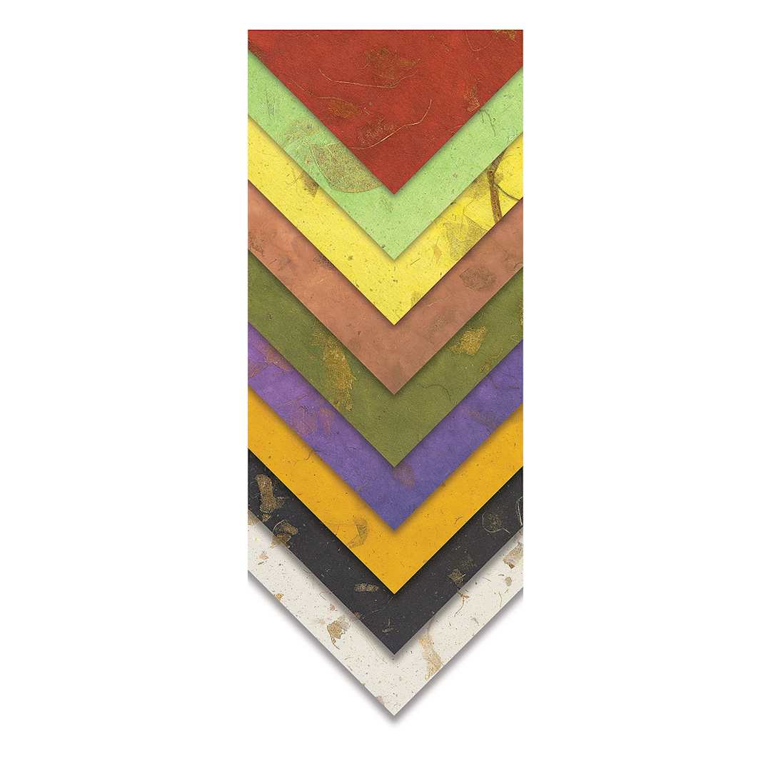 Open in modal - Black Ink Thai Mango Papers - Closeup of corners of available colors in stack