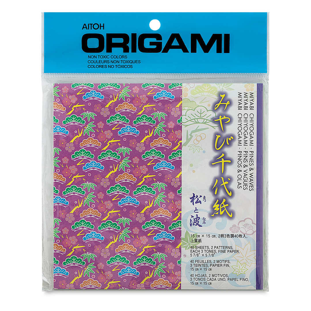 Open in modal - Aitoh Origami Paper Packs - Front of package of Pines and Waves