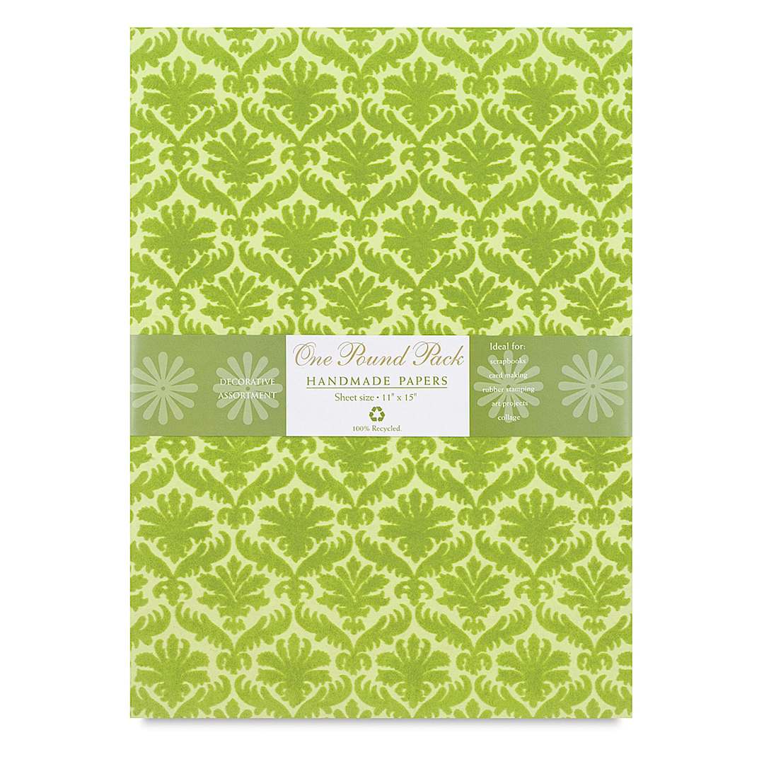 Open in modal - Shizen Handmade Paper by the Pound - Front of 11" x 15" Assorted Designs package with label