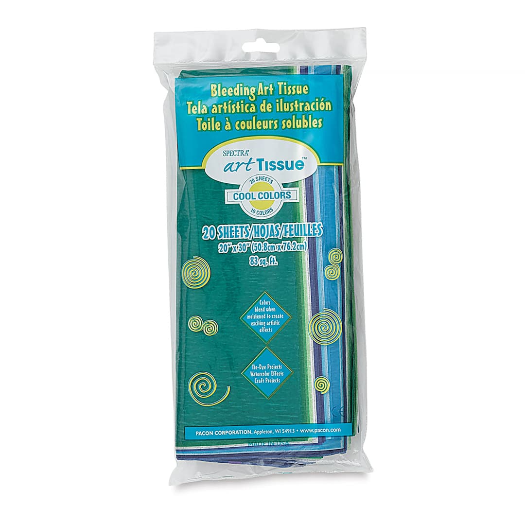 Open in modal - Spectra Deluxe Bleeding Art Tissue - 20" x 30", Cool Colors (Assorted), 20 Sheets