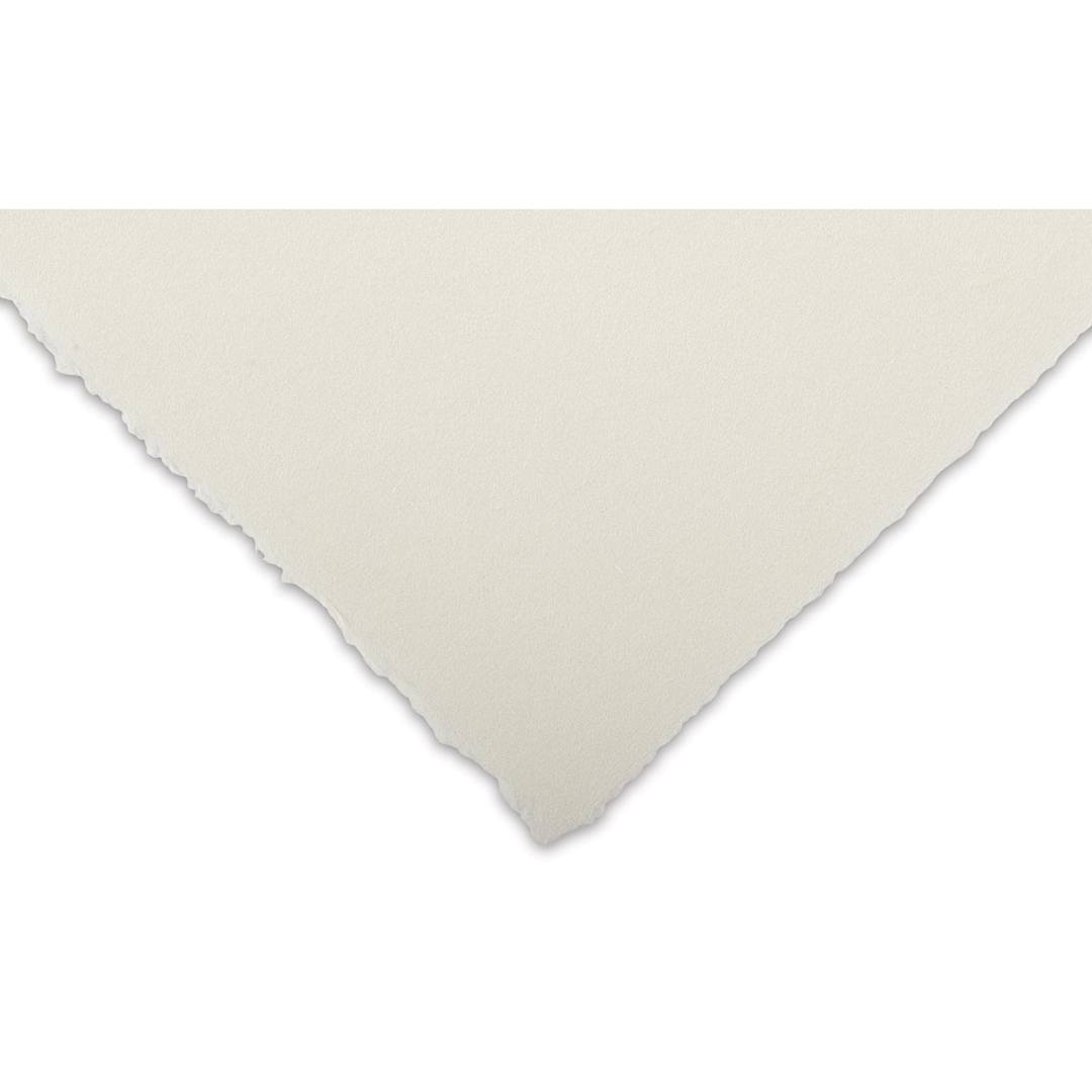 Open in modal - Awagami Kitakata Papers - Closeup of corner of Natural 36 gsm sheet showing color and texture