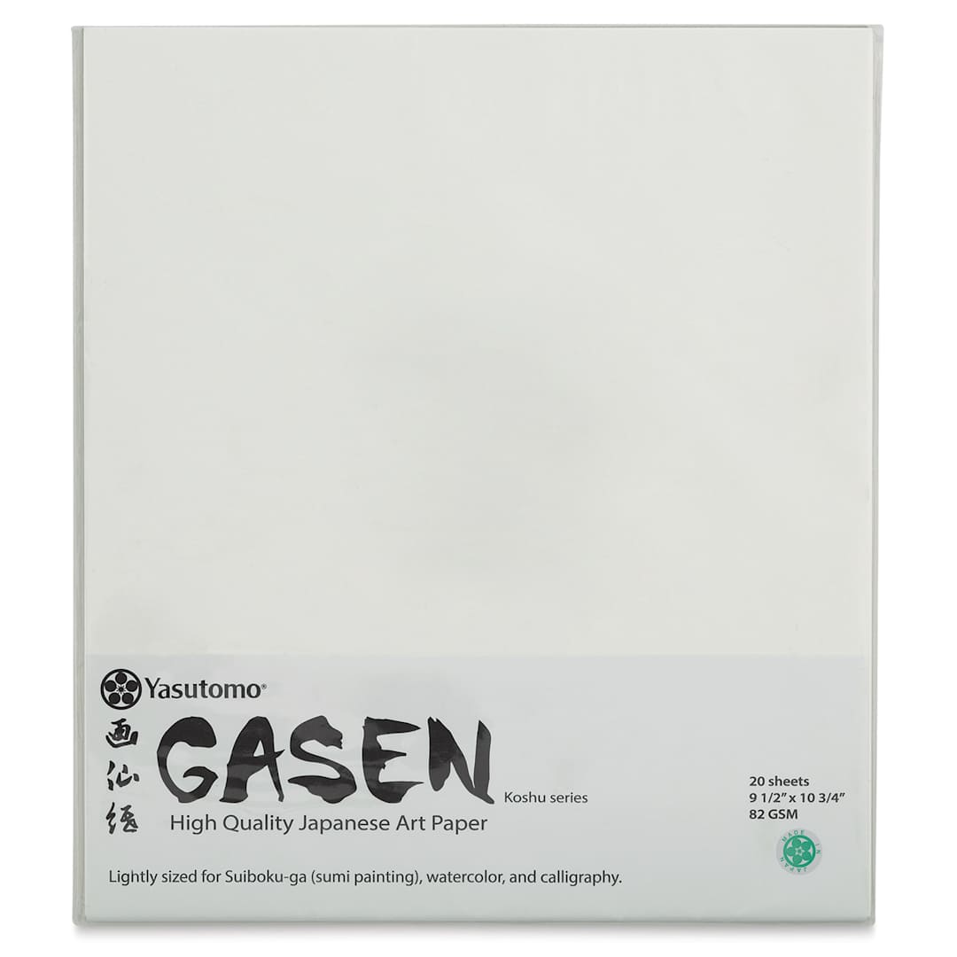 Open in modal - Yasutomo Gasen Paper - Pkg of 20 Sheets (front of package)