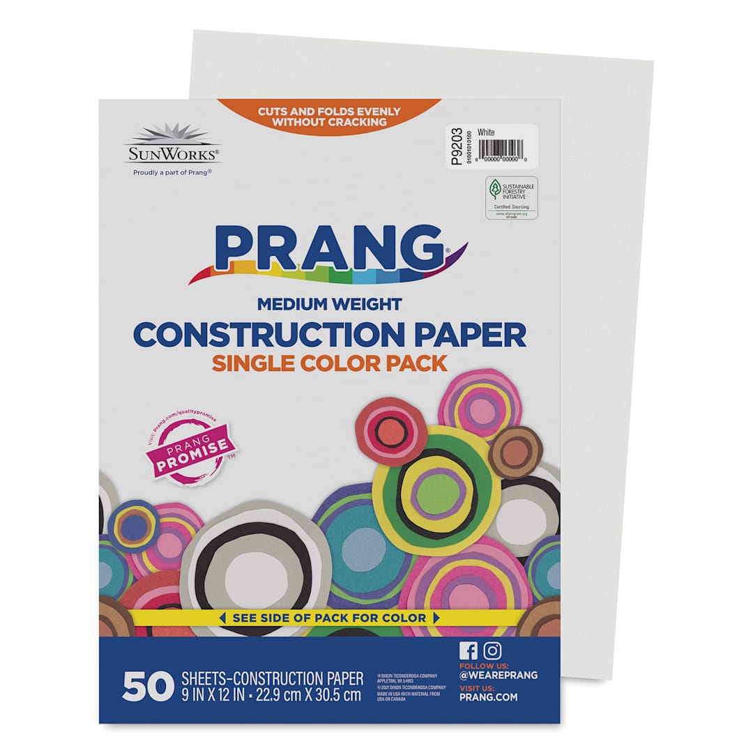 Open in modal - Prang Medium Weight Construction Paper - 9" x 12", White, Pkg of 50 Sheets