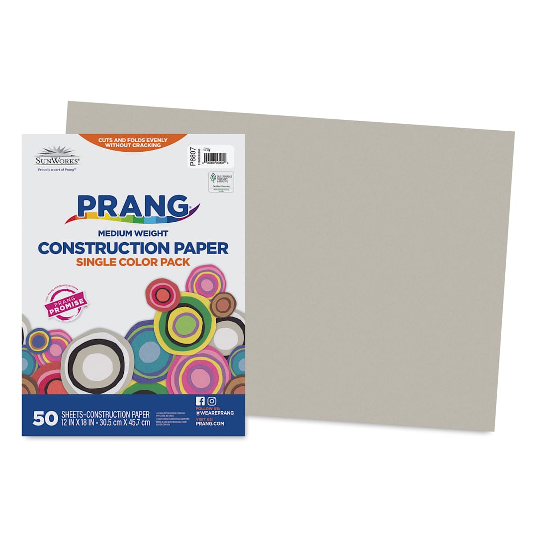Open in modal - Prang Medium Weight Construction Paper - Gray, 12" x 18", Pkg of 50 Sheets